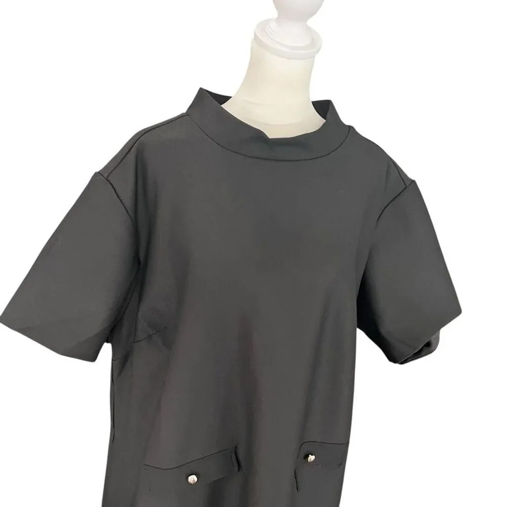 Frances Valentine Sarah Shift Dress 2X NWT Black Mod Sheath High Neck Office